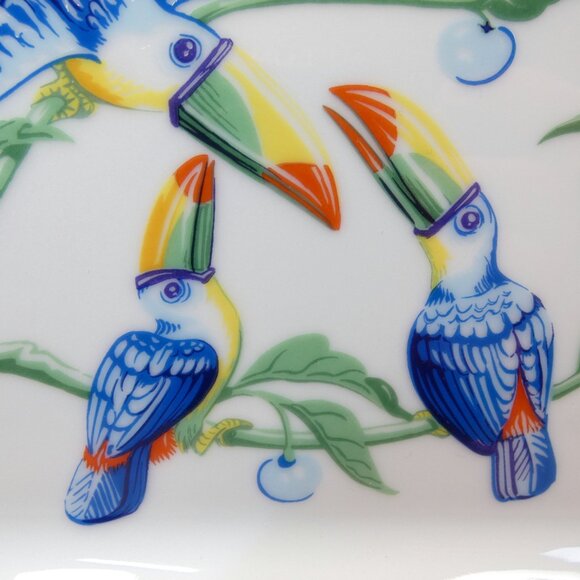Hermes "Toucans" Birds Sushi Plate Trinket Dish Collectible Limoges Porcelain - Picture 3 of 9